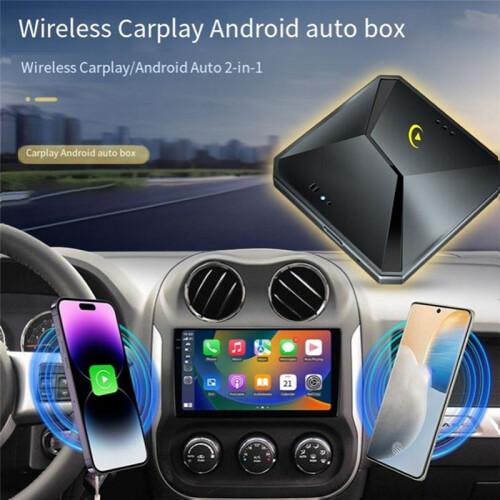 Autoadapter 2 Ln 1 Draadloze CarPlay Android-Adapter Draadloze Adapter CarPlay Android Auto Box-Adapter 2