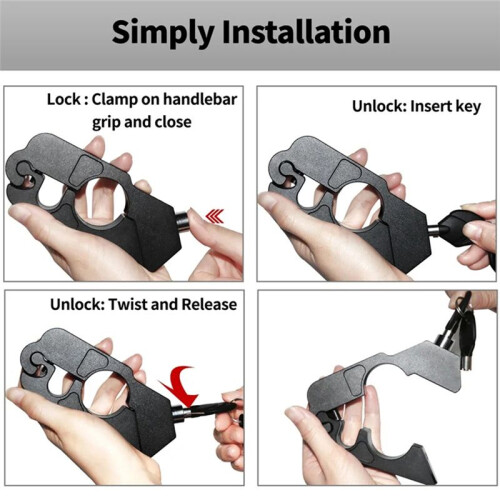 Motorcycle Handlebar Lock Handlebar Brake Handle Solid Lock Anti Theft Steal Lock 2