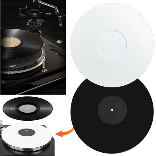 Tapete de Vinil para Toca-Discos de 12 Polegadas, Tapete Antiestático para Discos de Vinil, Absorve Choques, Preto 1