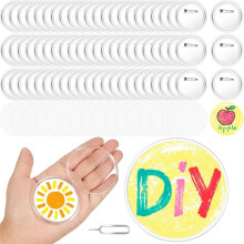 100 Bottoni In Acrilico Trasparente, Crea I Tuoi Bottoni, Badge per Bottoni In Acrilico per Attività Scolastiche Artigianali DIY, 2,25 Pollici