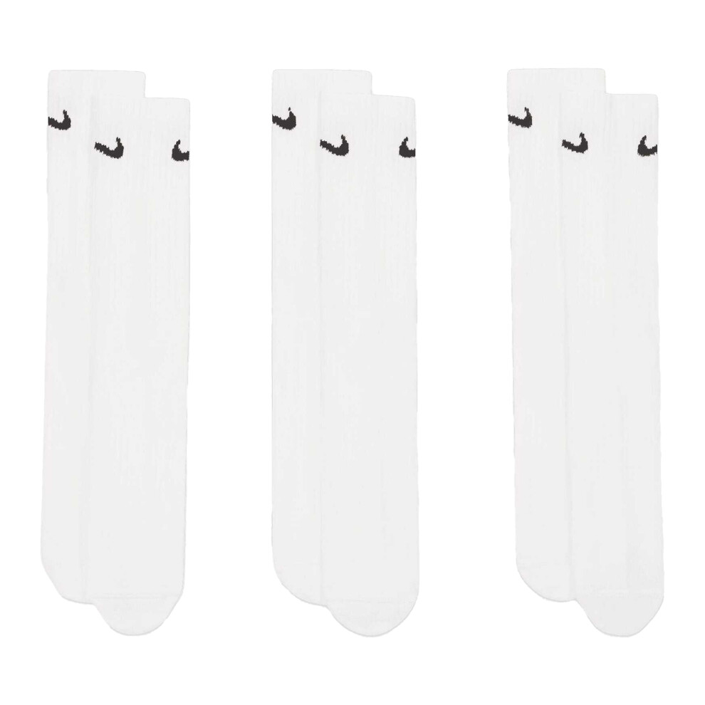 Nike (5 Uk-8 Uk, White) Unisex Adult Lightweight Everyday Crew Socks (Pack Of 3)