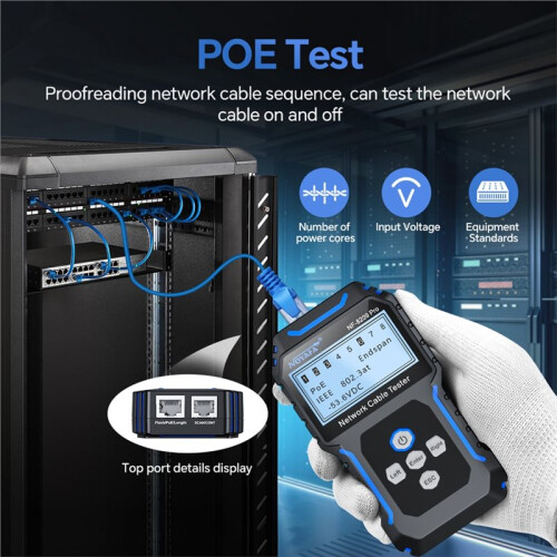 NOYAFA NF-8209Pro Network Cable Tester Cat5 Cat6 PoE Cable Tracker Tester Detect Length Continuity Test with NCV & Lamp 2