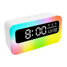 Digital Alarm Clock for Bedrooms with Dynamic RGB Night Light, 4000mAh White Noise  Speaker for Bedside, Desk