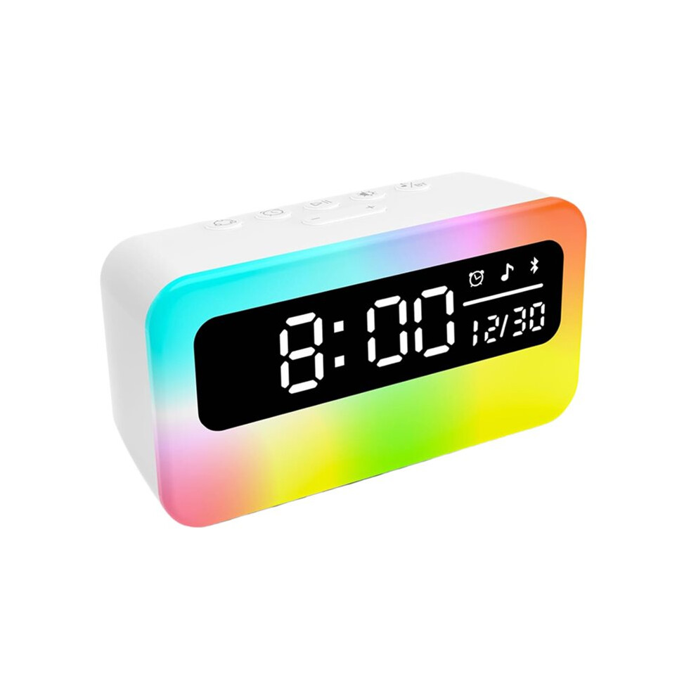 Digital Alarm Clock For Bedrooms With Dynamic Rgb Night 4000Mah Noise Speaker For Bedside, Desk Light/White 6031075773944