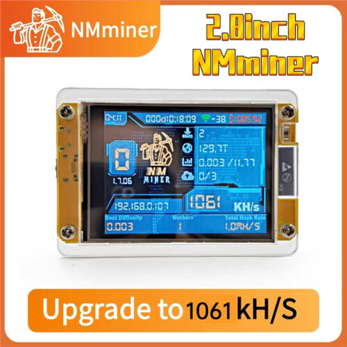 Miner NerdMiner 3X1060KH/S com Suporte, Taxa de Atualização, Tela Inteligente de 2,8 Polegadas, Ideal para Mineração de Bitcoin, Criptomoedas e 1
