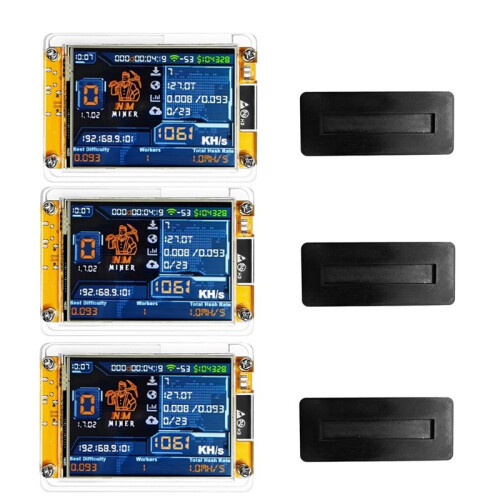Miner NerdMiner 3X1060KH/S com Suporte, Taxa de Atualização, Tela Inteligente de 2,8 Polegadas, Ideal para Mineração de Bitcoin, Criptomoedas e 2