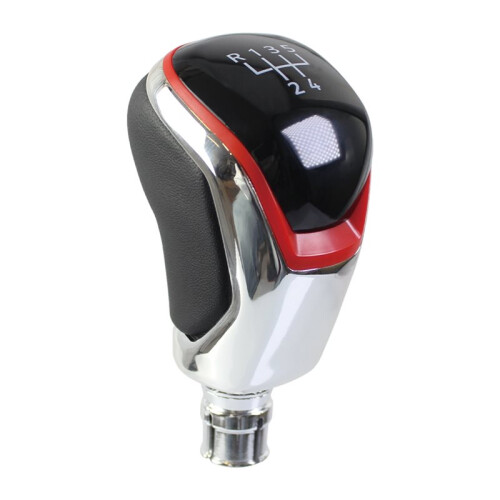 For   8 Manual Shift Knob Cover 5/6 Speed Genuine Leather Gear Shift  Red Electroplating 5 Speed 1
