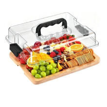Charcuterie Board with Lid and Handle, Portable Travel Bamboo Cheese Board Set , Gift for Housewarming, Thanksgiving