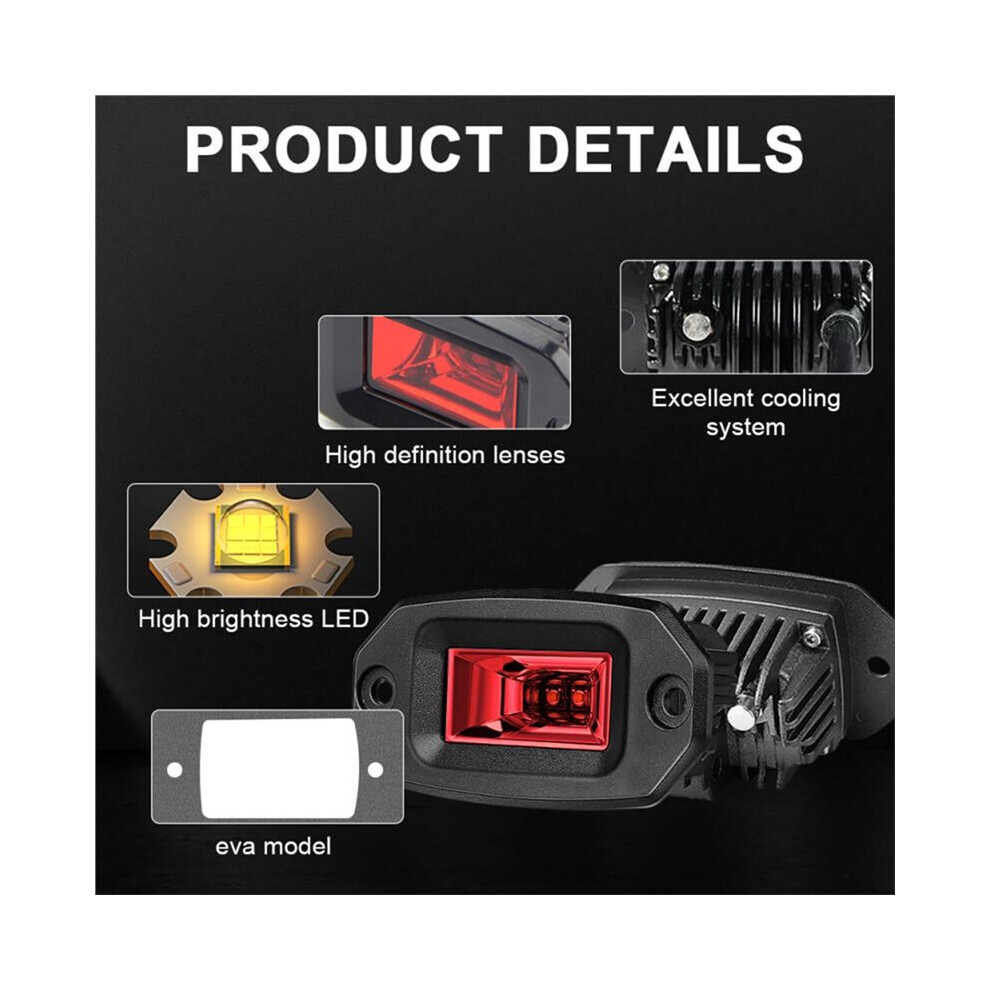 20W Led Flood Bar 4 Inch Led Recessed Mount Driving Fog Work For Off Road Suv Utv Boat Light 4713091449004