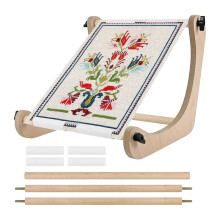 Embroidery Table Stand - Adjustable Stitch Hoop Stand, Wood Embroidery Hoop Stand for Lap or Table