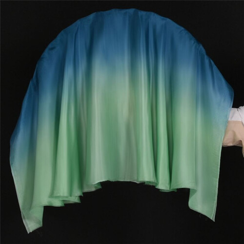 1 Pair Adults Classical Dance Fan   Real Silk Dancer Performance Props Flowy Hand Dye Foldable Dance Fan 2