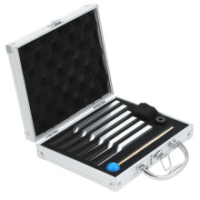 Stimmgabel-Set mit 6 StüCk (UT 396 Hz, RE 417 Hz, MI 528 Hz, 639 Hz, FA741HZ, la 852 Hz) mit Holzhammer und Aufbewahrungstasche