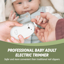 Baby Nail Trimmer Electric, Rechargeable Baby Nail Clippers with 6 Grinding Heads and LED Light, Safe Baby Nail File