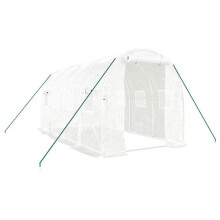 Serre tent - HELLOSHOP26 - Serre 4 x 2 m (8 m²) - Gegalvaniseerd staal - PE 140 g/m² UV - Deur en 4 ramen