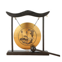 Bureau Gong Table Carillon à Vent Instrument de Percussion Cymbales Gongs avec Maillet pour la DéCoration IntéRieure Cadeau de Pendaison de