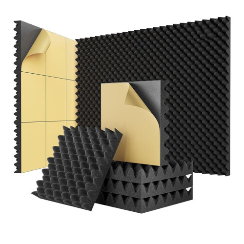 PainéIs de Espuma à Prova de Som Autoadesivos para Caixas de Ovos, 24 Unidades, 2X12X12 Polegadas, Espuma AcúStica para Casa e EstúDios 1
