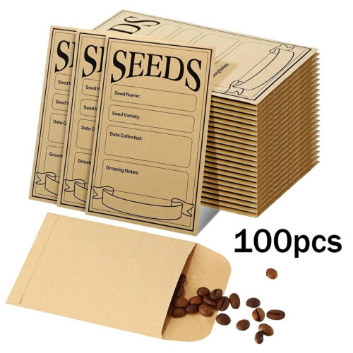 Envelopes de Sementes de 100 Unidades, 3,1 X 4,7 Polegadas, Envelopes de Sementes, Pacotes de Sementes de Papel Marrom, Envelopes para Armazenamento 1