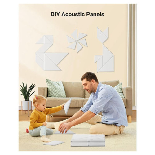 Painéis de Parede À Prova de Som de 12 Pacotes, Painéis Acústicos Autoadesivos À Prova de Som de 12x12x0,4 Polegadas para Casa, Escritório 1