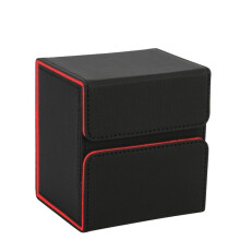 Card Storage Box with Dice Tray Collectible Card Case for Gathering Game Sleeved Cards Black+Red