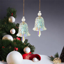 Colored Crystal Bell Ornaments Suncatchers Rainbow Maker, Set of 2 Glass Wind Chimes Pendants Home Decor