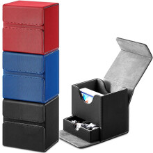 Caixa de Armazenamento de Cartões com Bandeja de Dados Estojo de Cartões Colecionáveis para Coleta de Cartas de Jogo Pretas + Vermelhas