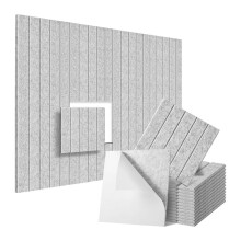 Pannelli In Schiuma Fonoassorbente da 12 Pezzi 12x12x0,4 Pollici, Pannelli Murali Acustici Autoadesivi, per Trattamento Acustico Grigio Argento