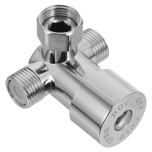 2Pièces Valve Mélangeuse Eau Chaude Froide Aluminium Durable Argent 1