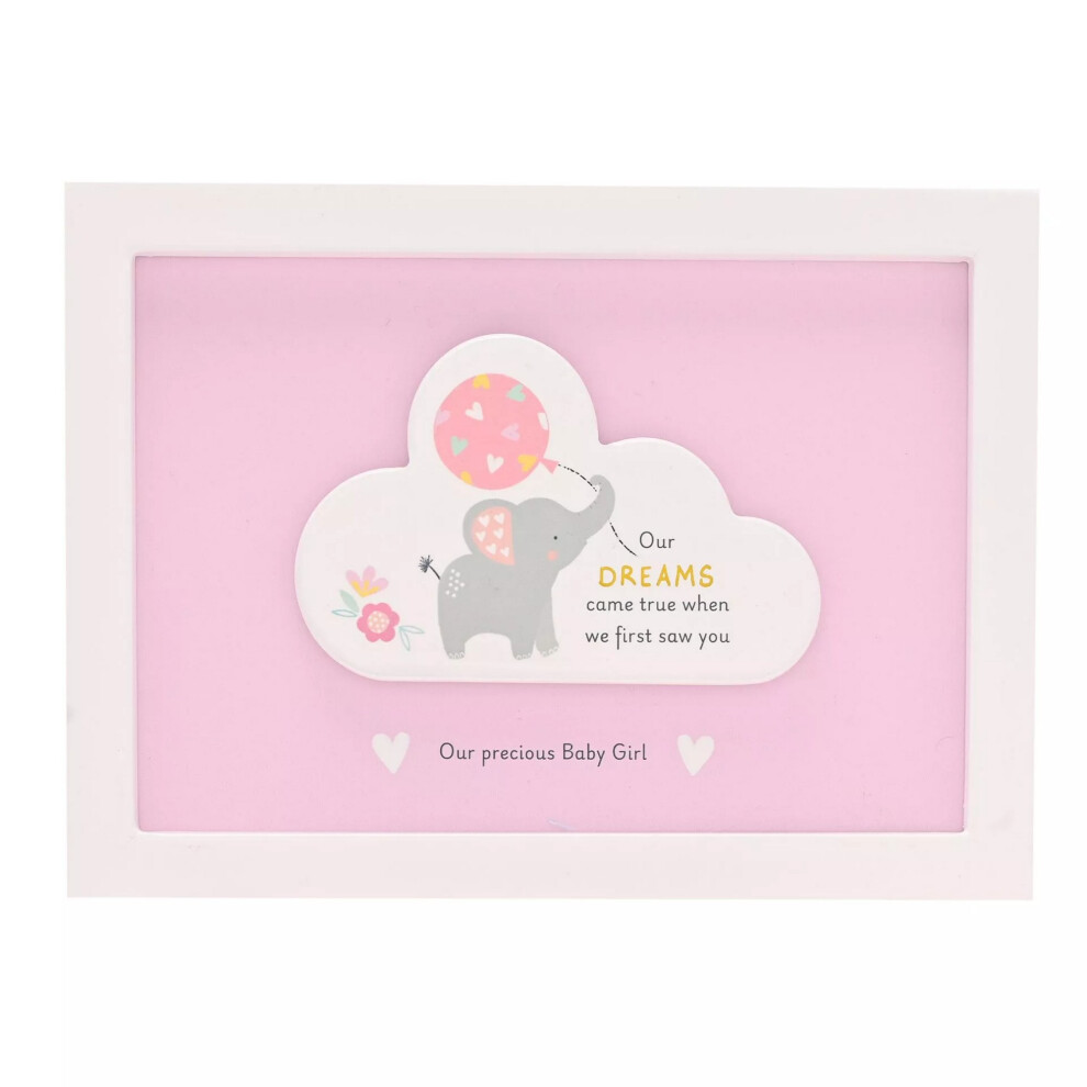 Celebrations Hello Baby Girl Dream Cloud Framed Plaque