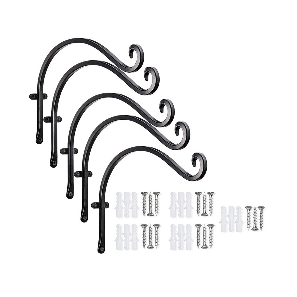 Tauoh Black Gardening Hook Flower Rack Balcony Garden Hanging Flower Rack Hook Hanging Plant Bracket Wall Hook
