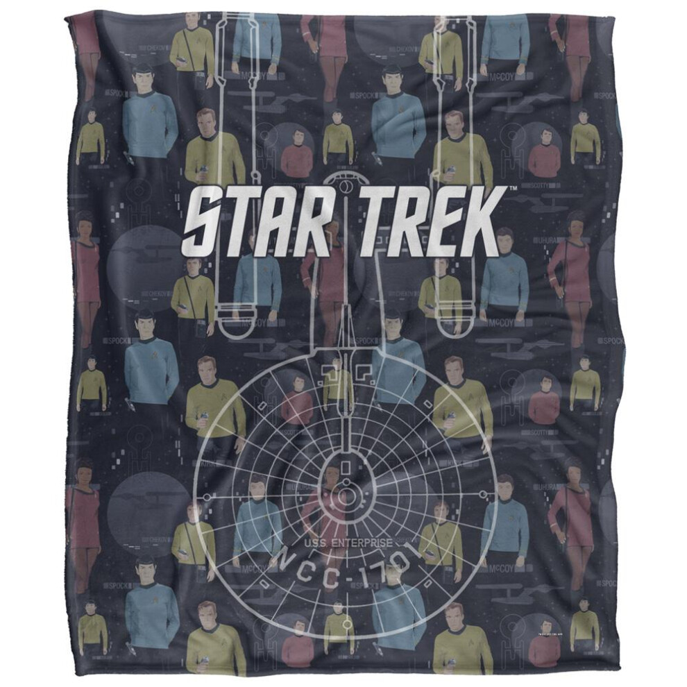 Star Trek Enterprise Silky Crew Supersoft Blanket Multicoloured