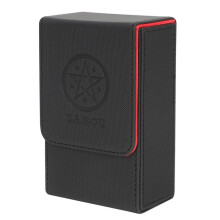 Caixa de Armazenamento de Cartas de Tarô com Padrão Vermelho Preto PU Couro para Jogos de Pôquer Moldura para Cartas
