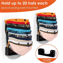 2 Pack Acrylic Hat Rack for Wall ,Wall Mounted Hat Organizer for Closet, Door, Garage, Bedroom Black