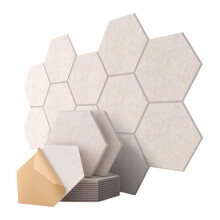 Lot de 12 Panneaux Acoustiques Hexagonaux, 30,5 X 25,4 X 1 cm, Panneaux Muraux Insonorisants Autocollants pour Studio D'Enregistrement, Bureau A