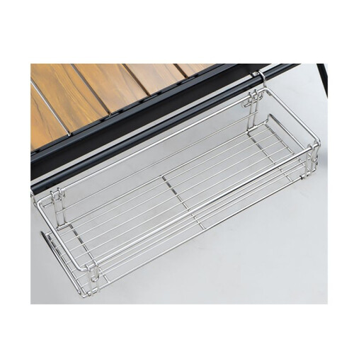 Foldable Basket Table Side Rack Stainless Steel Storage Rack Portable Organizer for Beach Backyard BBQ