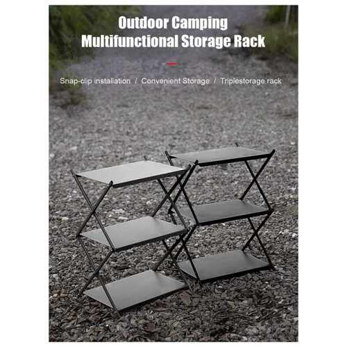 Outdoor Camping Tabletop Storage Rack Multi-Layer Folding Storage Rack Portable Multi-Function Camping Picnic Table
