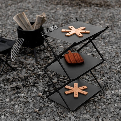 Outdoor Camping Tabletop Storage Rack Multi-Layer Folding Storage Rack Portable Multi-Function Camping Picnic Table 2