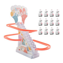 Bunny Climbing Stairs Track Automatisk Rutschbana Macey Bunny Climbing Stairs Barnleksak, med Musik