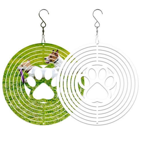 6 Unidades de Sublimação em Branco, 8 Polegadas, Giradores de Vento para Quintal e Jardim, Decoração de Porta Frontal Interna e Externa, Redonda 2