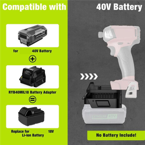 Battery Adapter for  40V Lithium Battery Convert to Work for  18V Cordless Power Tool 1