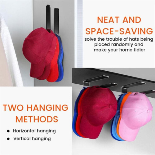 2PCS Acrylic Wall Mounted Hat Hook, Baseball Hat Organizer, Multi-Purpose Hat Holder, for Baseball Cap, Hat Hangers A 2
