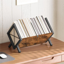 Porta Dischi In Vinile, Può Contenere 80-100 Dischi In Vinile, Espositore per Dischi In Vinile In Legno e Metallo, Organizer A Montaggio Rapido