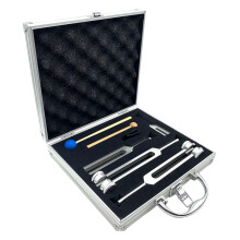 4Pcs Tuning Fork Set(128Hz, 136.1Hz, 528Hz, 4096Hz) with Reflex Hammers Silicone Bases for Healing Chakra,Sound Therapy