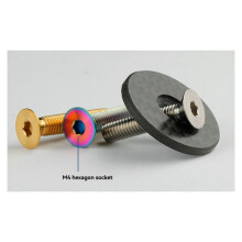 Carbon Fiber Bicycle Headset Top Cap 28.6mm 1 1/8Inch Steerer Fork Tube Headset Cap Cover Titanium Bolt Gloss
