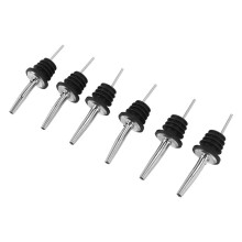 6Pcs Stainless Steel Spirit Wine Bottle Pourer Stopper Free Flow Liquor Cocktail