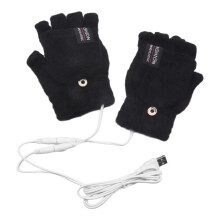 USB Electric Heated Gloves Double-Sided Heating Gloves Mittens Rechargable Waterproof Adjustable Temperature,Black