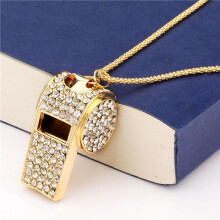 2 Pack Bling Whistle Crystal Rhinestone with Chain,Shining Whistle with Keychain for Referees, Coaches, Teachers