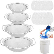 Juego Combinado de 14 Coladores de Malla para Pintura con 4 Coladores de Malla de Tamaño 60, 10 Bolsas Finas de Nailon  para Pintura de 5
