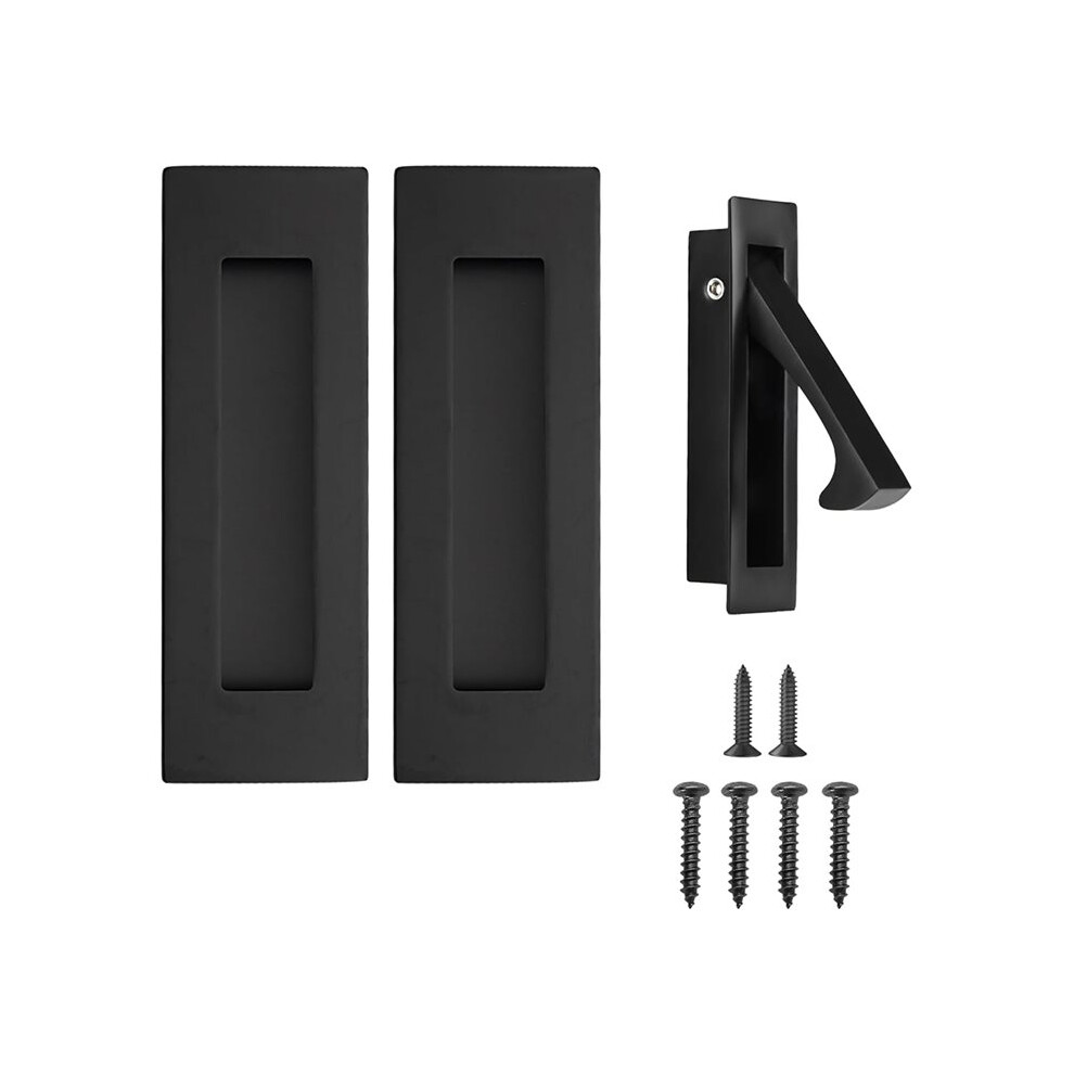 Pocket Door Handles And Pull Matte Handles Hardware ,Recessed Finger Flush Pulls 3Pcs Black 6031508741014