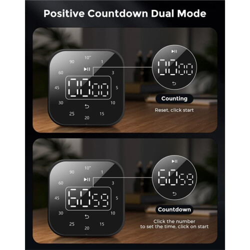 Digital Kitchen Timer,10s/1/3/5/10/15/20/25/30/45/60/90 Minutes Magnetic Countdown Timer, 199Min Countup Pomodoro Timer 2