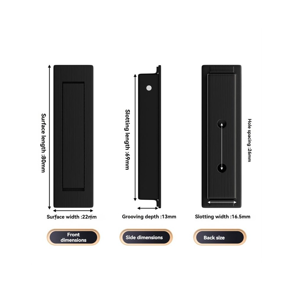 Pocket Door Handles And Pull Matte Handles Hardware ,Recessed Finger Flush Pulls 3Pcs Silver 6034227986582